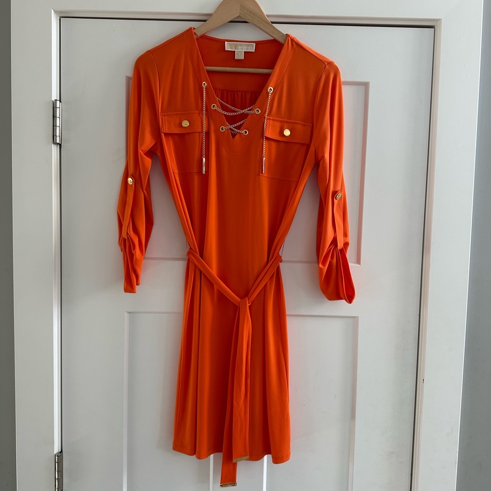 Michael Kors Lace-Up Mini Shirt Dress
